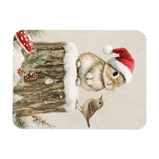 Schneewald Winterwald Weihnachtsbaum Bunny Bird Magnet (Horizontal)