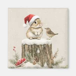Schneewald Winterwald Weihnachtsbaum Bunny Bird Magnet
