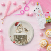 Schneewald Winterwald Weihnachtsbaum Bunny Bird Pappteller (Party)