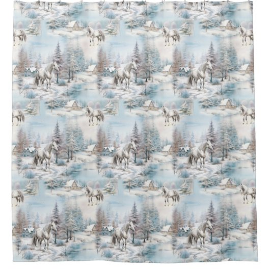 Schneewaldlandschaft im Winter Duschvorhang (Vorderseite)