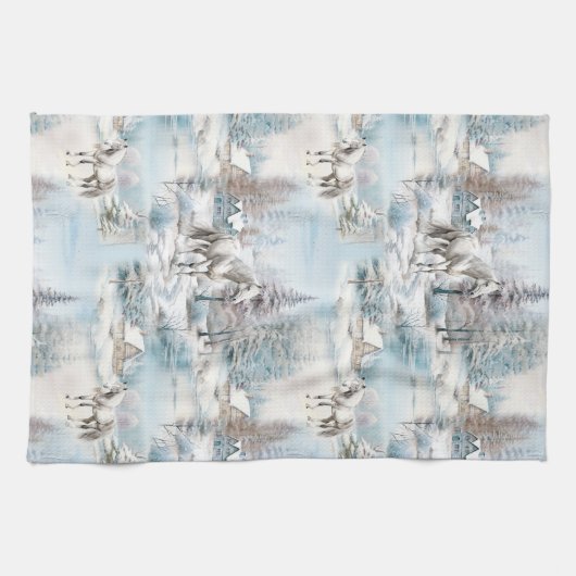 Schneewaldlandschaft im Winter Geschirrtuch (Horizontal)