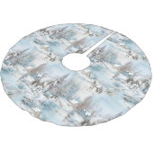 Schneewaldlandschaft im Winter Polyester Weihnachtsbaumdecke (Schrägansicht)