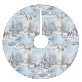 Schneewaldlandschaft im Winter Polyester Weihnachtsbaumdecke (Vorderseite)