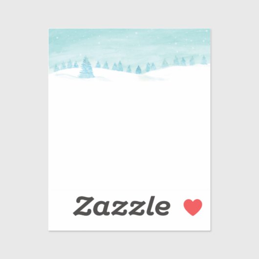 Schneewaldlandschaft mit Bäumen Aufkleber (Blatt)