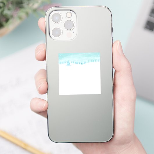 Schneewaldlandschaft mit Bäumen Aufkleber (Telefon)