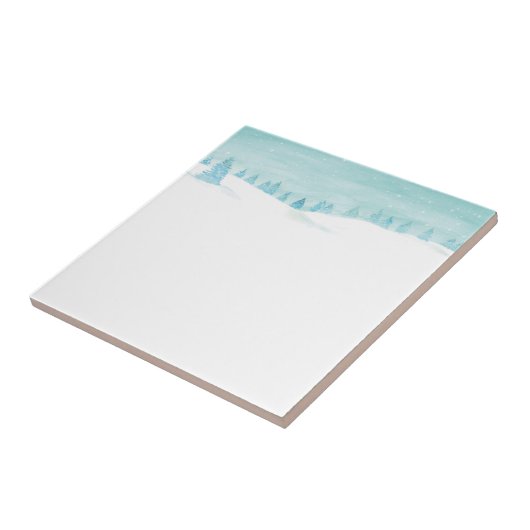 Schneewaldlandschaft mit Bäumen Fliese (Seite)