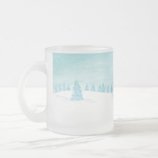 Schneewaldlandschaft mit Bäumen Mattglastasse (Links)