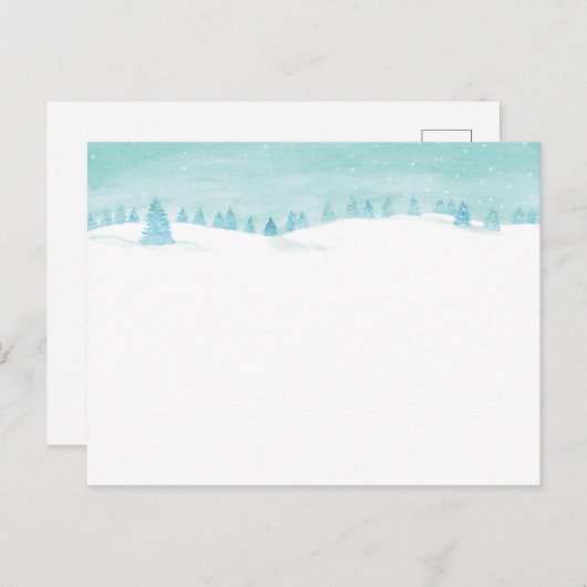Schneewaldlandschaft mit Bäumen Postkarte (Vorne/Hinten)