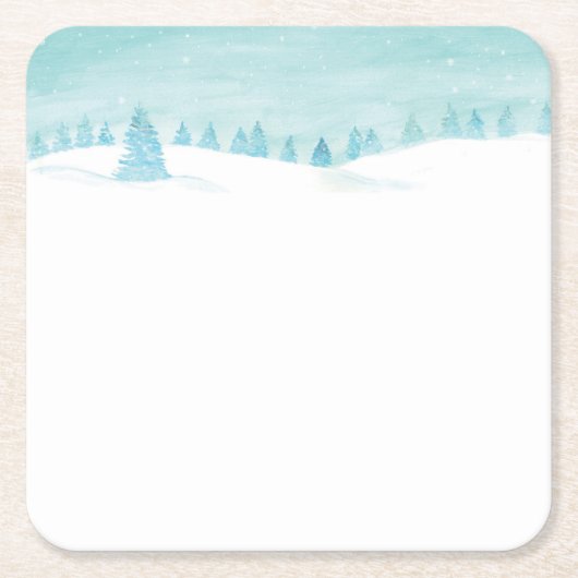 Schneewaldlandschaft mit Bäumen Rechteckiger Pappuntersetzer (Vorderseite)
