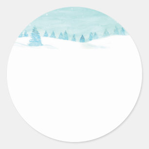 Schneewaldlandschaft mit Bäumen Runder Aufkleber