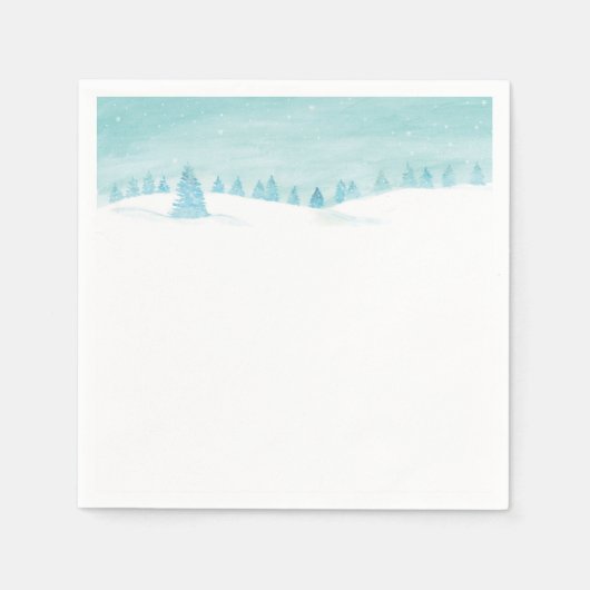 Schneewaldlandschaft mit Bäumen Serviette (Vorderseite)
