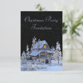 Schneewaldlandschaft Weihnachtsfest Party Einladung (Stehend Vorderseite)