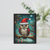 Schneewaldnacht Niedlich Owl Frohe Weihnachten (Stehend Vorderseite)