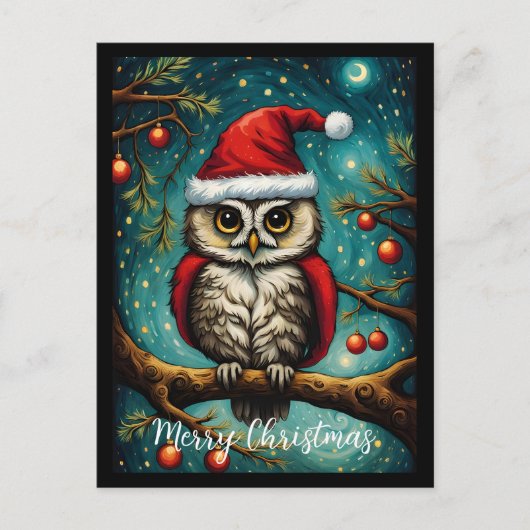 Schneewaldnacht Niedlich Owl Frohe Weihnachten (Vorderseite)