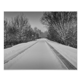 Schneeweg B/W Fotodruck