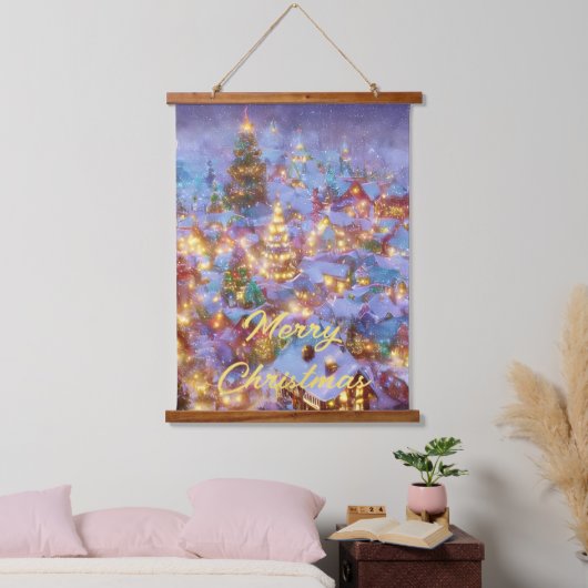 Schneeweihdorf Wandteppich Mit Holzrahmen (Schlafzimmer)