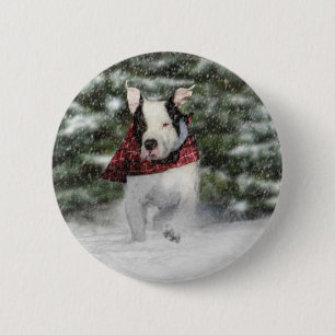 Schneeweihnachtliche Gruß für Hund Lover Button