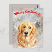Schneeweihnachtliche Illustration mit goldenem Ret Postkarte (Vorne/Hinten)