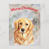 Schneeweihnachtliche Illustration mit goldenem Ret Postkarte (Vorderseite)