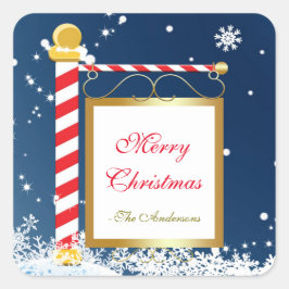 Schneeweihnachtliche Nordpol-Schilder Quadratischer Aufkleber