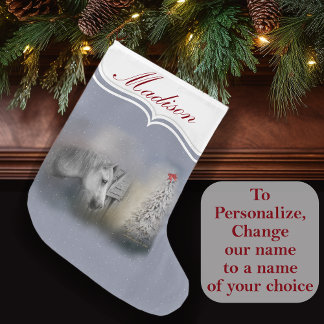 Schneeweihnachtliche Winterpferde Großer Weihnachtsstrumpf