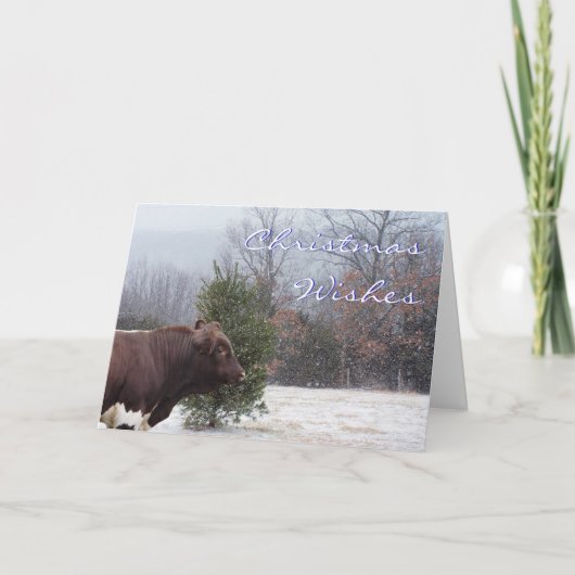 Schneeweihnachtliche Wünsche anpassen Feiertagskarte (Vorderseite)