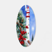 Schneeweihnachtlicher Leuchtturm Ornament Aus Metall (Vorderseite links)