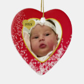 Schneeweihnachtliches Red Baby's Heart Foto Keramikornament (Rechts)