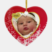 Schneeweihnachtliches Red Baby's Heart Foto Keramikornament (Vorne)