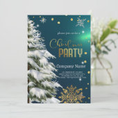 Schneeweihnachtsbaum , Diamanten und Schneeflocken Einladung (Stehend Vorderseite)