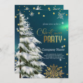 Schneeweihnachtsbaum , Diamanten und Schneeflocken Einladung (Vorne/Hinten)