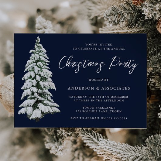 Schneeweihnachtsbaum Festliches Blaues Weihnachtsf Einladung