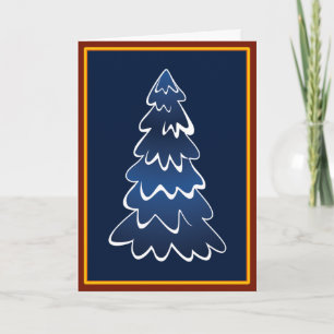 Schneeweihnachtsbaum in blauer Weihnachtskarte Feiertagskarte