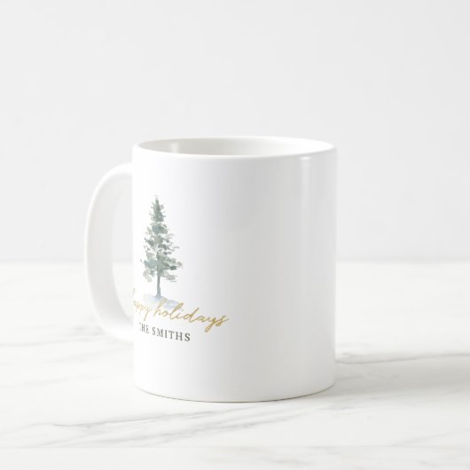 Schneeweihnachtsbaum Personalisierter Name Kaffeetasse (Vorderseite Links)