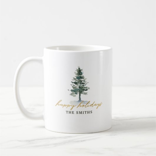 Schneeweihnachtsbaum Personalisierter Name Kaffeetasse (Links)