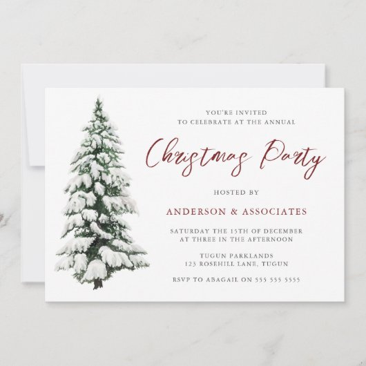 Schneeweihnachtsbaum Weihnachtsfest Weihnachtsfest Einladung (Vorderseite)