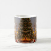 Schneeweihnachtsbäume in Nostalgischer Dorflandsch Kaffeetasse (Mittel)