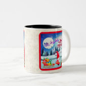 Schneeweihnachtsgnome und die Schlittengeschenke d Zweifarbige Tasse (VorderseiteRechts)