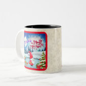 Schneeweihnachtsgnome und die Schlittengeschenke d Zweifarbige Tasse (Vorderseite Links)