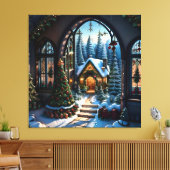 Schneeweihnachtslandschaft Leinwanddruck (Insitu (Wohnzimmer))