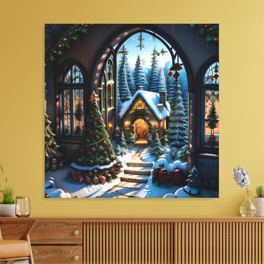 Schneeweihnachtslandschaft Leinwanddruck (Insitu (Wohnzimmer))