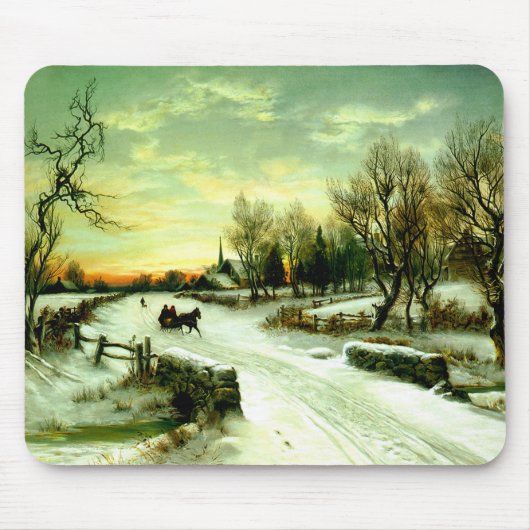 Schneeweihnachtsmorgen Mousepad (Vorne)