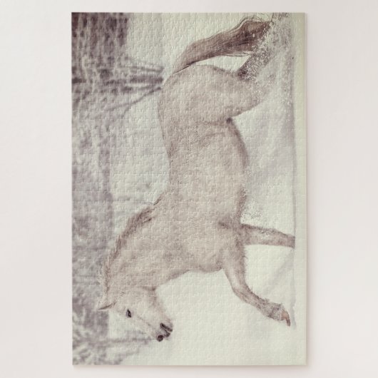 Schneeweihnachtspferd Puzzle (Vertikal)