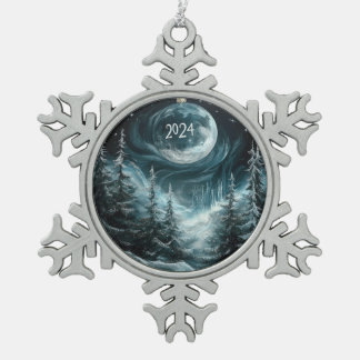 Schneeweihnachtswald mit Big Moon Ornament Coll