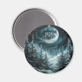 Schneeweihnachtswald mit Big Moon Ornament Coll Magnet (Vorderseite/Rückseite)