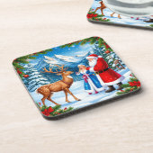Schneeweihnachtszene Getränkeuntersetzer (Linke Seite)