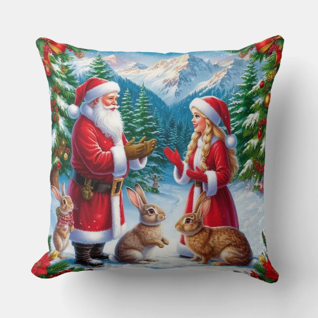 Schneeweihnachtszene Kissen (Vorderseite)