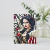 Schneeweiß hält den vergifteten Apfel fest Postkarte (Stehend Vorderseite)