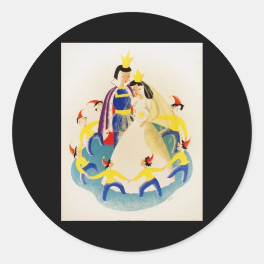 Schneeweiß und die sieben Zwerge Runder Aufkleber (Vorderseite)