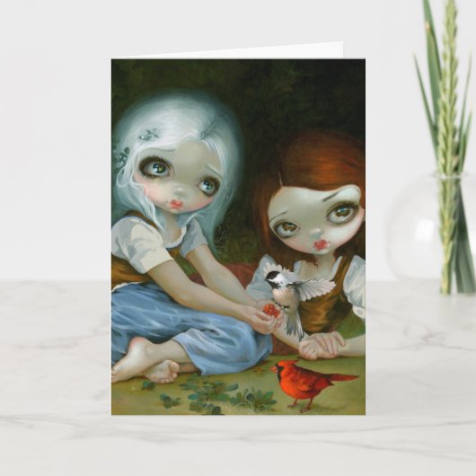 "Schneeweiß und Rose Rot" Grußkarte Karte (Vorderseite)